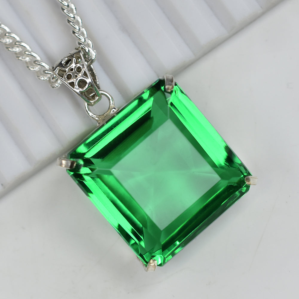 Certified Natural Topaz 133 Ct 925 Sterling Silver Pendant Rare Green Gemstone