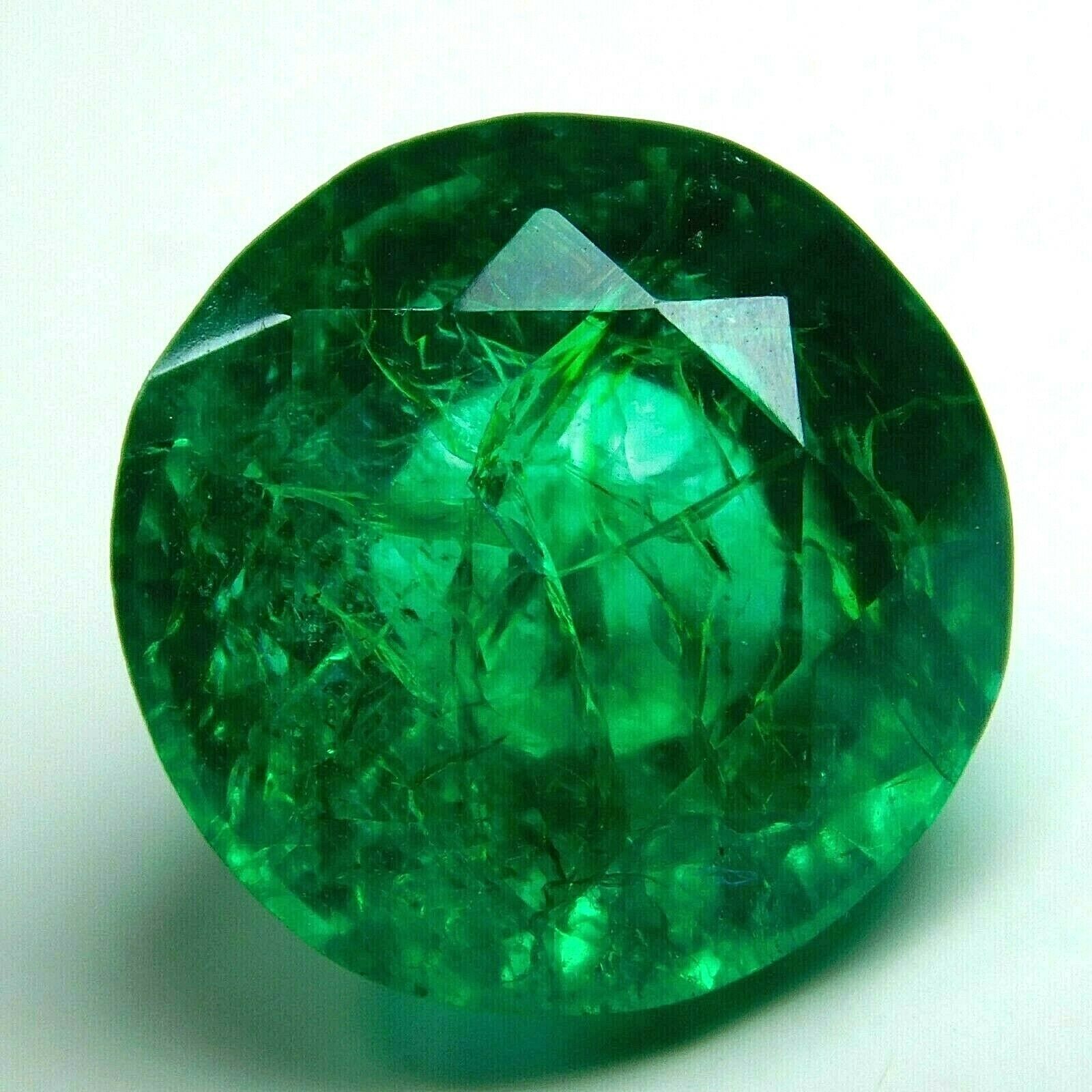 Dark Green Colombian Emerald Natural Round Cut CERTIFIED 7.85 Ct Loose Gemstone