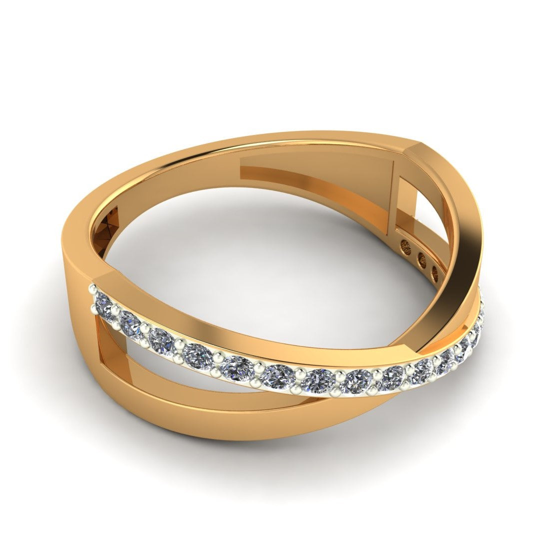 The Eternal Embrace, 18K Gold Diamond Crossover Ring