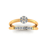 The Harper Diamond Open Ring – Floral Accent Design in Gold