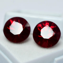 Red Ruby Gemstone 17.45 Ct Natural Bloody Red Ruby Stunning Pair Round Shape CERTIFIED Loose Gemstone