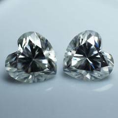 CERTIFIED 2 Pcs Moissanite Gemstone 10x10 mm VVS1 D Color Pair Of Heart Shape