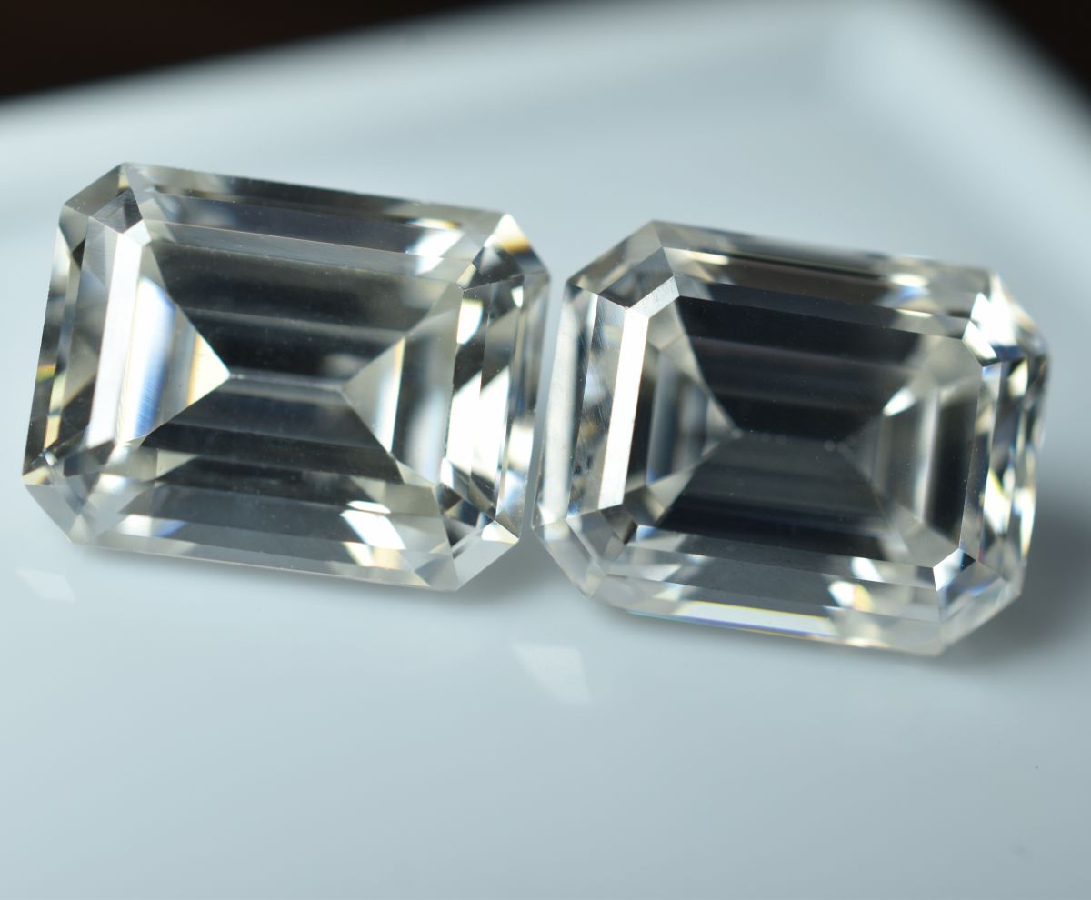 Emerald Cut Synthetic Moissanite Gemstone Pair CERTIFIED D Color VVS1 2x4 MM