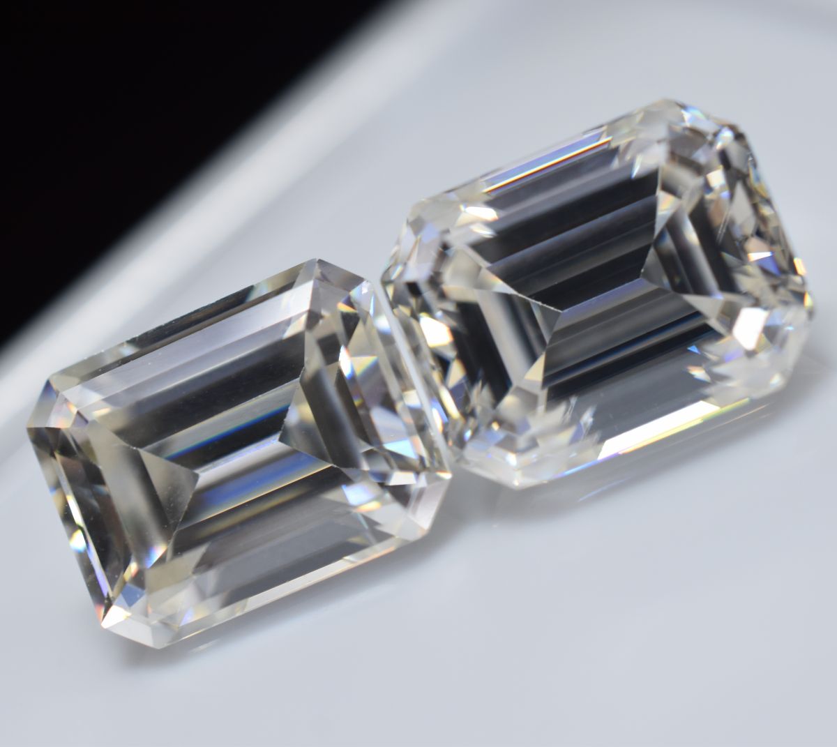 Emerald Cut Synthetic Moissanite Gemstone Pair CERTIFIED D Color VVS1 2x4 MM