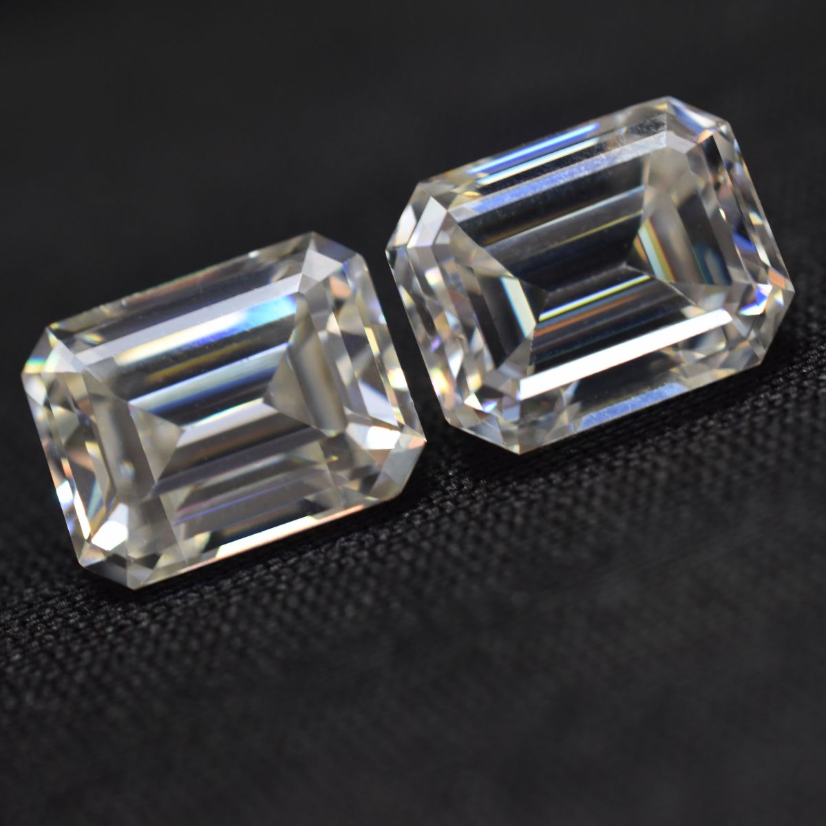 Emerald Cut Synthetic Moissanite Gemstone Pair CERTIFIED D Color VVS1 2x4 MM