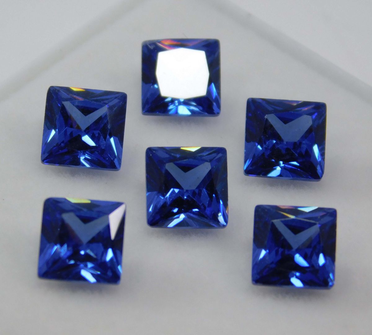 Square Cut 7x5 mm Ring Size Loose Gemstone Lot 6 PCS Natural Blue Sapphire MULTTIQ132