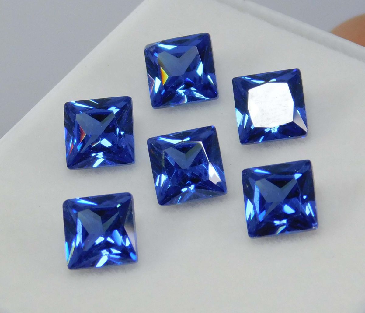 Square Cut 7x5 mm Ring Size Loose Gemstone Lot 6 PCS Natural Blue Sapphire MULTTIQ132