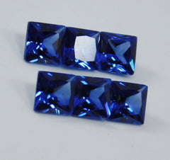 Square Cut 7x5 mm Ring Size Loose Gemstone Lot 6 PCS Natural Blue Sapphire MULTTIQ132