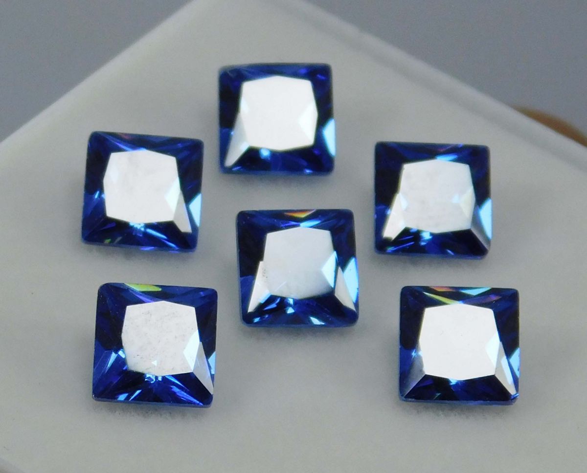 Square Cut 7x5 mm Ring Size Loose Gemstone Lot 6 PCS Natural Blue Sapphire MULTTIQ132