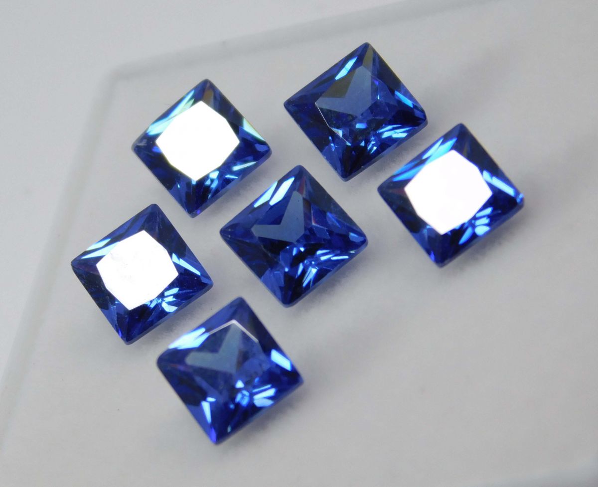 Square Cut 7x5 mm Ring Size Loose Gemstone Lot 6 PCS Natural Blue Sapphire MULTTIQ132