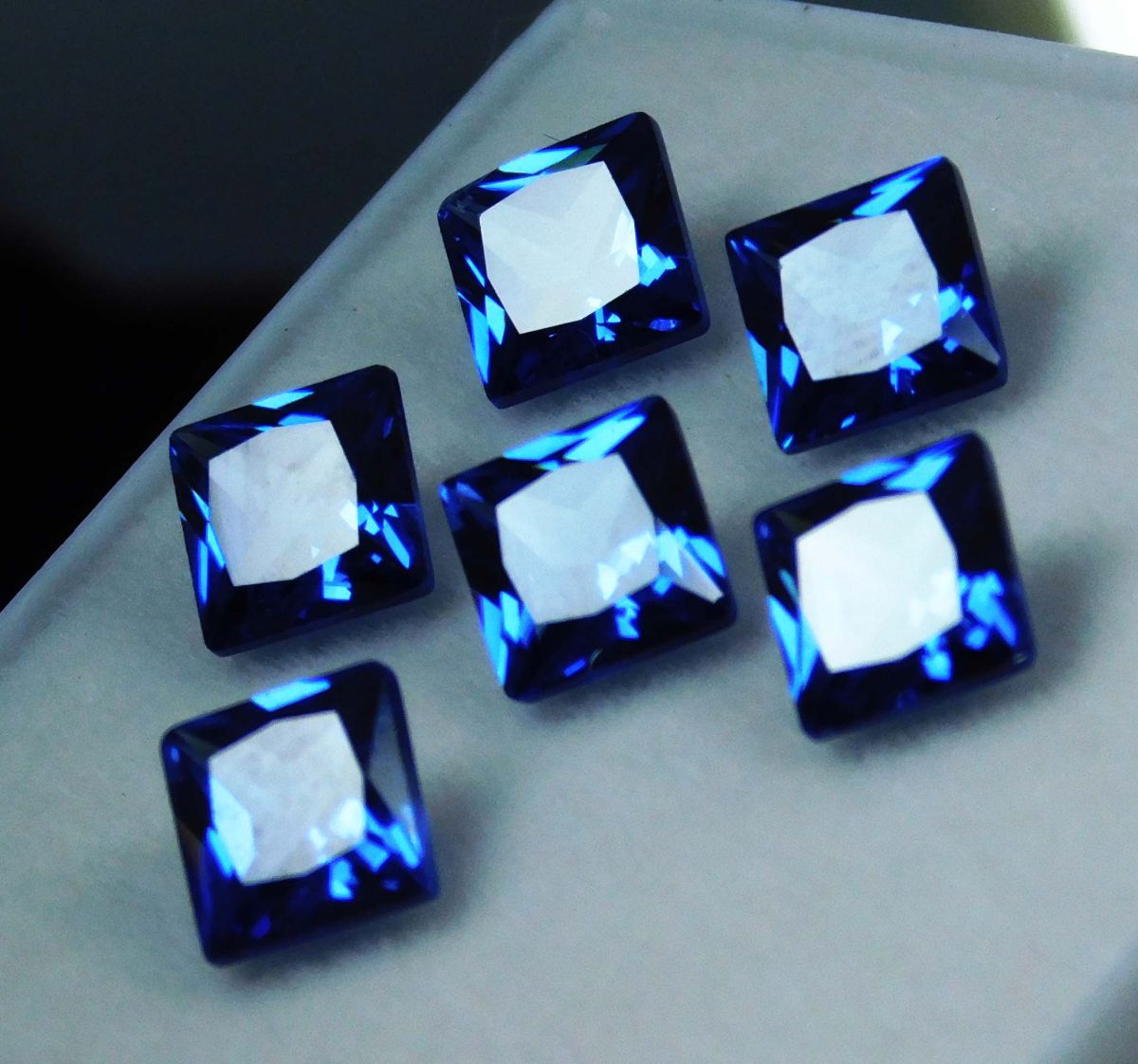 Square Cut 7x5 mm Ring Size Loose Gemstone Lot 6 PCS Natural Blue Sapphire MULTTIQ132