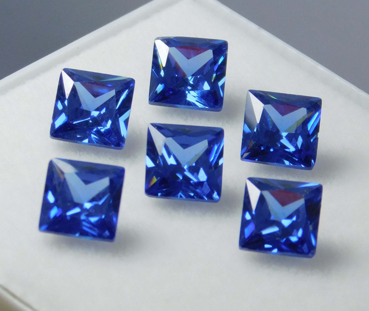 Square Cut 7x5 mm Ring Size Loose Gemstone Lot 6 PCS Natural Blue Sapphire MULTTIQ132