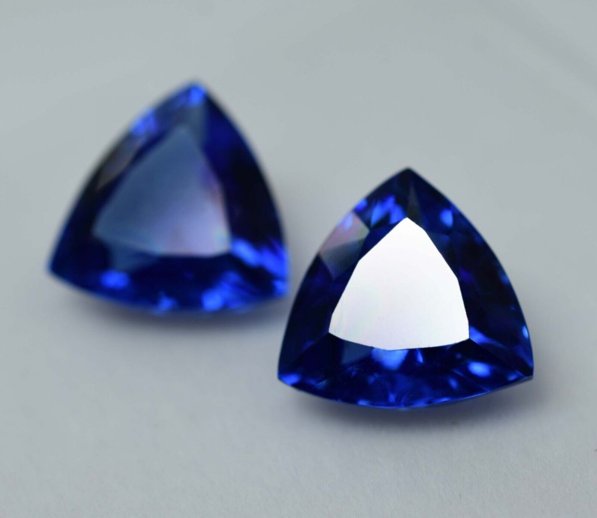 16.80 Ct Natural Blue Tanzanite CERTIFIED Trillion Cut Loose Gemstone Pair