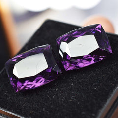 17.10 Ct Natural AA++CERTIFIED Amethyst Purple Cushion Cut Loose Gemstone Pair