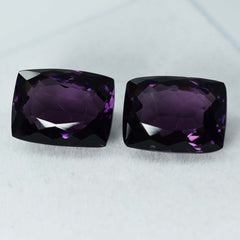 17.10 Ct Natural AA++CERTIFIED Amethyst Purple Cushion Cut Loose Gemstone Pair