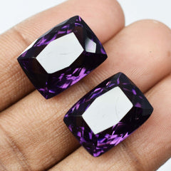 17.10 Ct Natural AA++CERTIFIED Amethyst Purple Cushion Cut Loose Gemstone Pair