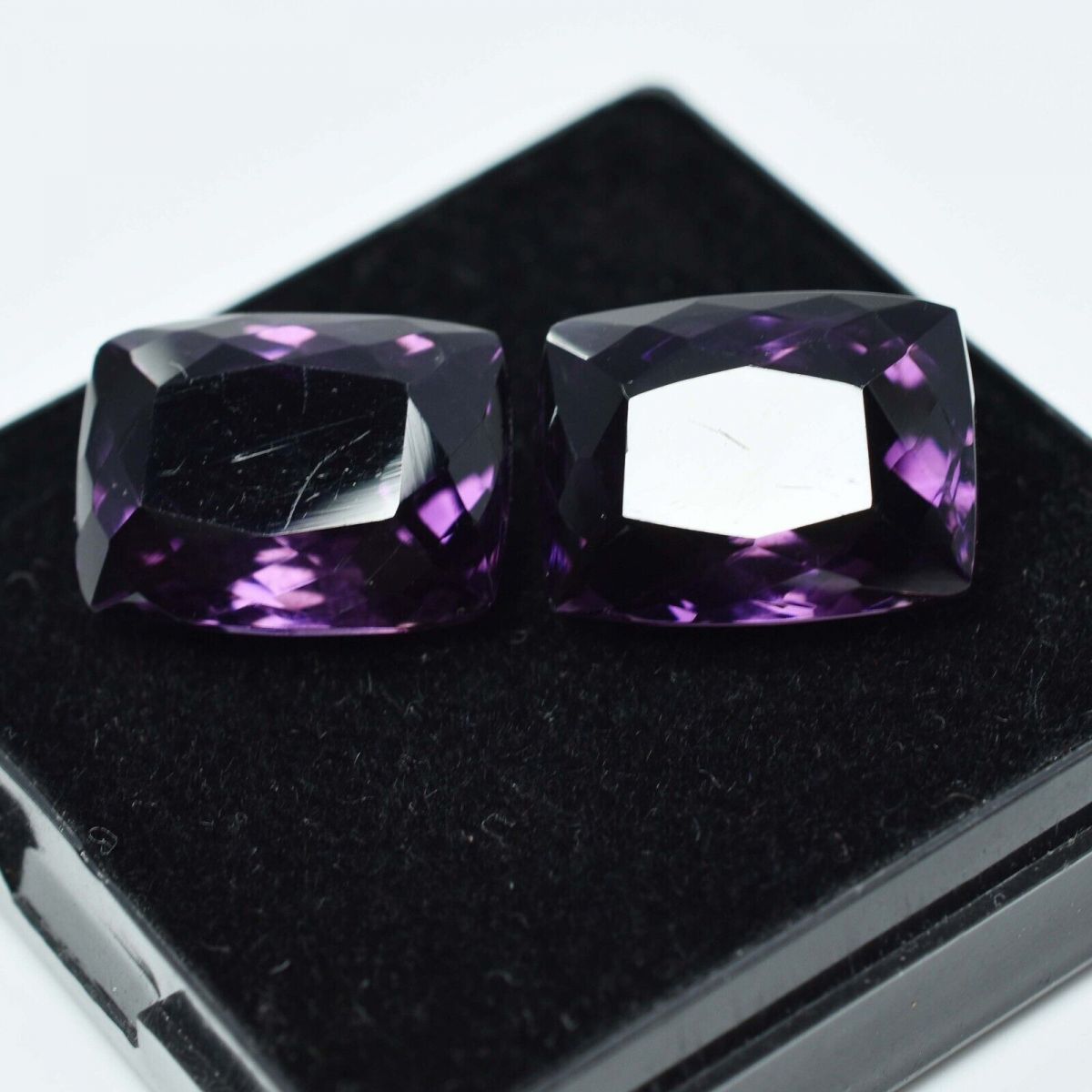 17.10 Ct Natural AA++CERTIFIED Amethyst Purple Cushion Cut Loose Gemstone Pair