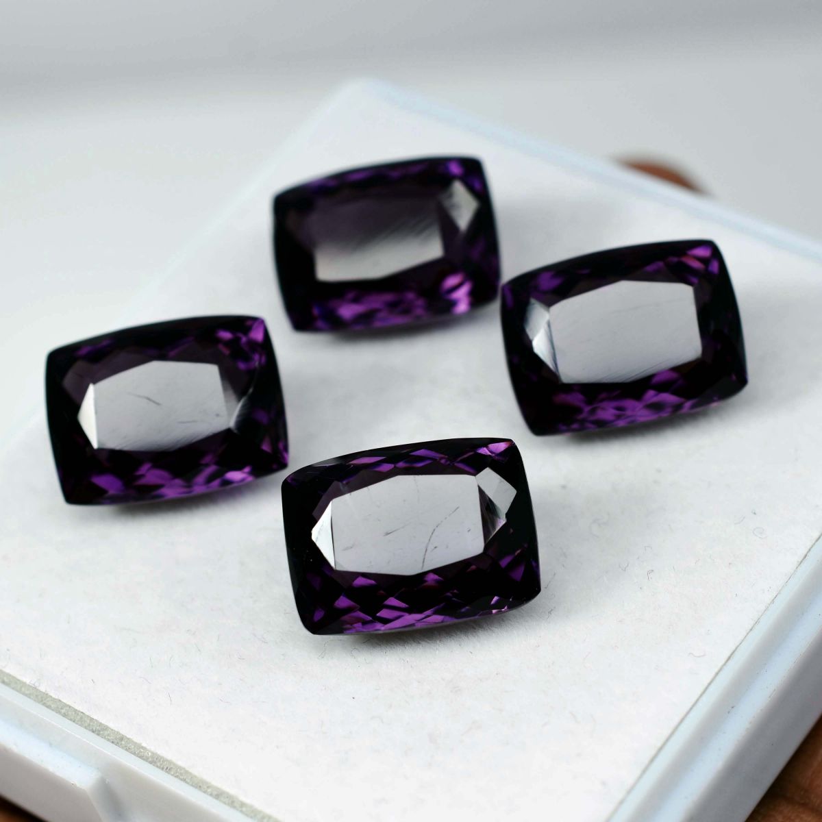 32.10 Natural CERTIFIED Purple Amethyst Cushion Cut Rare Loose Gemstone Lot