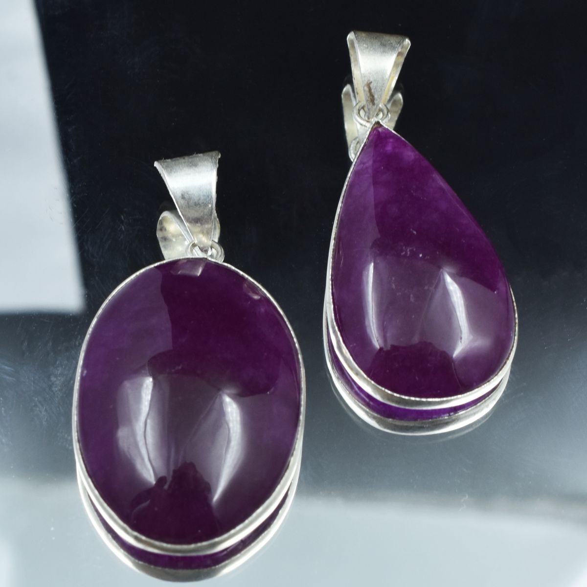 Zed Amethyst Pear-Oval Cut 80 Carat Pair Pendant 925 Sterling CERTIFIED Gemstone