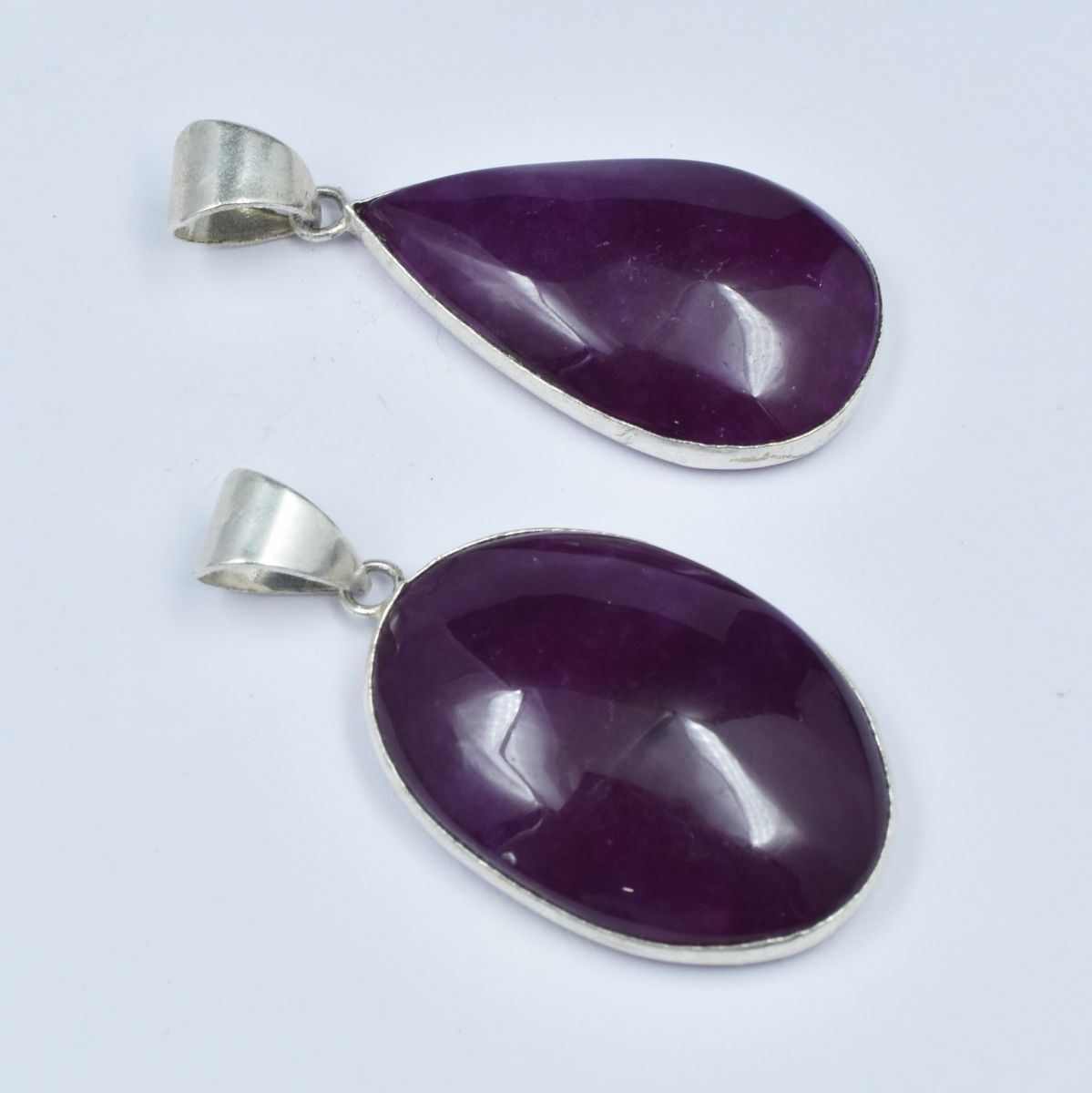 Zed Amethyst Pear-Oval Cut 80 Carat Pair Pendant 925 Sterling CERTIFIED Gemstone