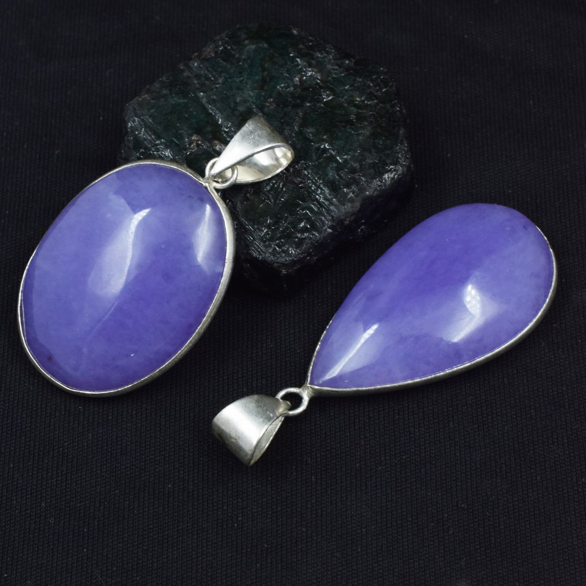 Purple Amethyst Pair Pear-Oval Cut 80 Ct Pendant Gemstone CERTIFIED 925 Sterling