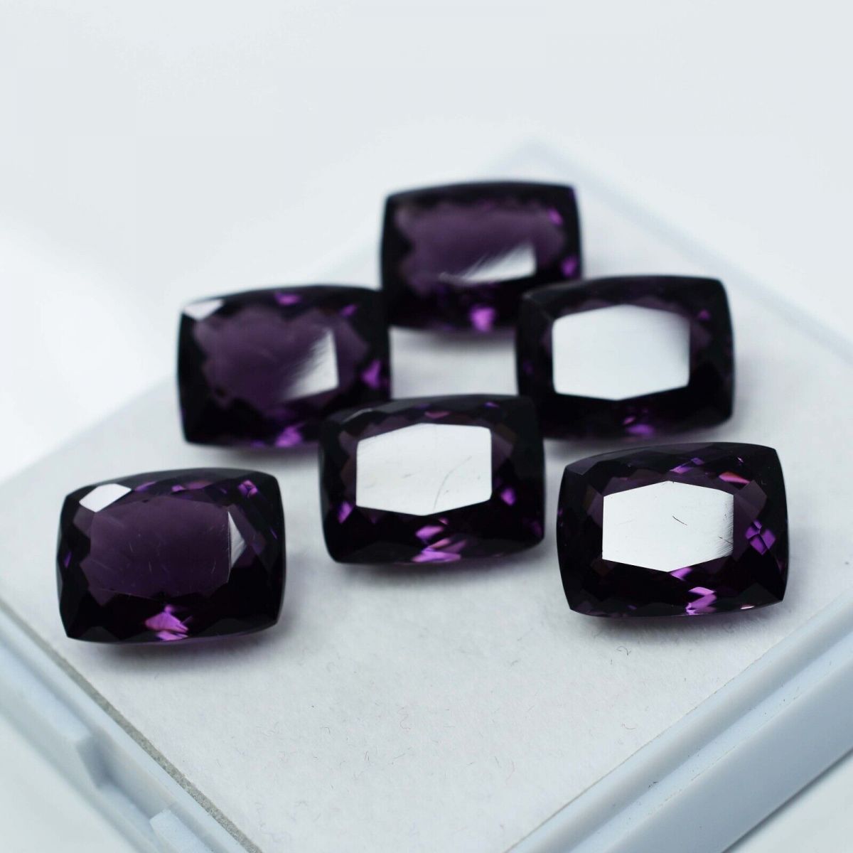 Natural Purple Amethyst 50 Ct AA++CERTIFIED Cushion Cut Lot Loose Gemstone 6 Pcs