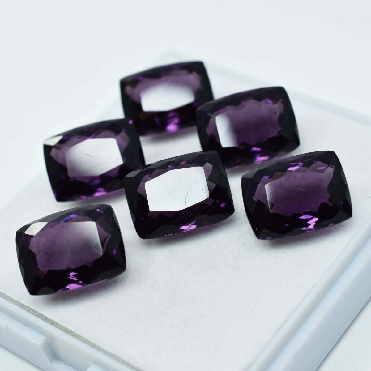 Natural Purple Amethyst 50 Ct AA++CERTIFIED Cushion Cut Lot Loose Gemstone 6 Pcs