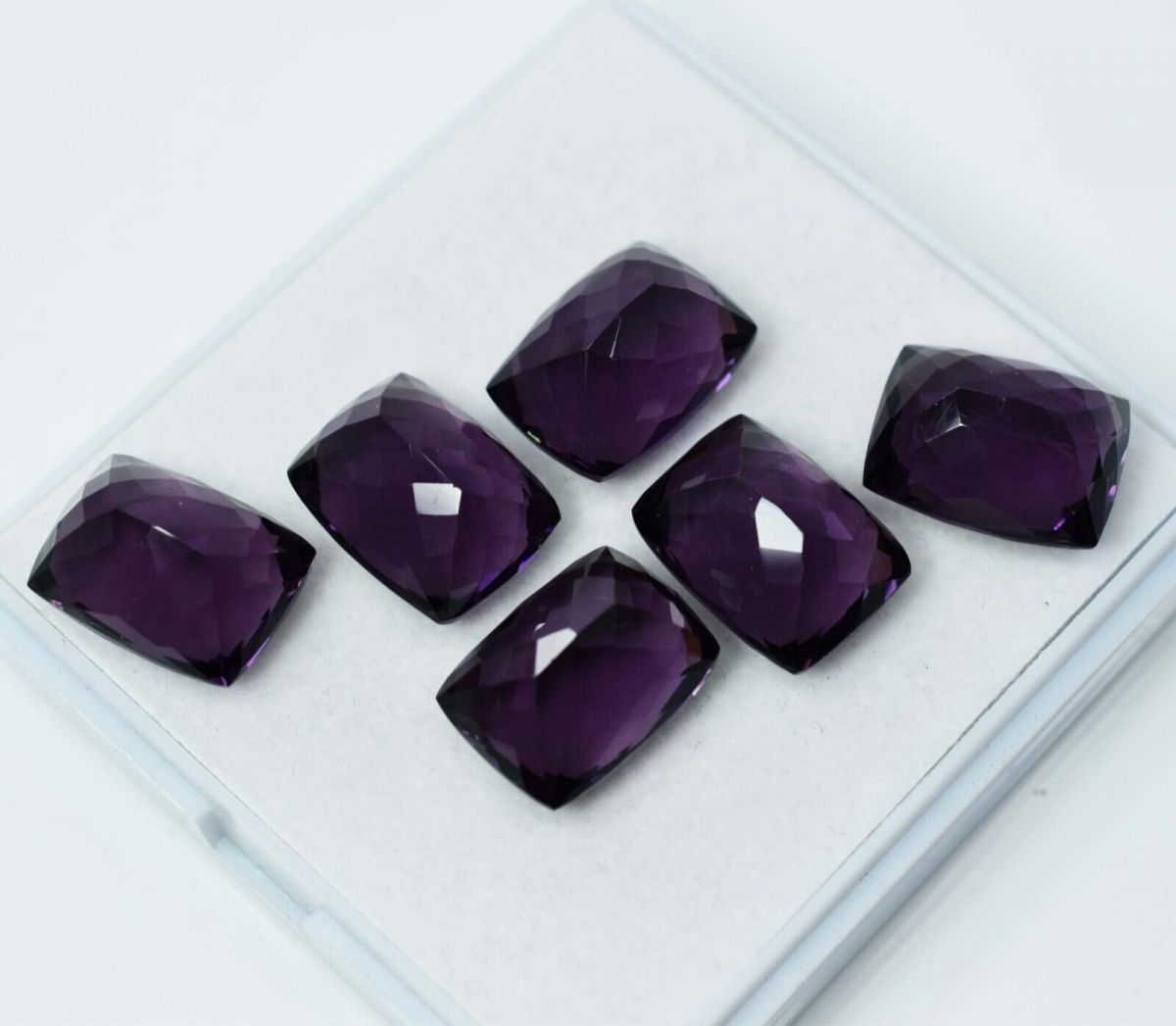 Natural Purple Amethyst 50 Ct AA++CERTIFIED Cushion Cut Lot Loose Gemstone 6 Pcs