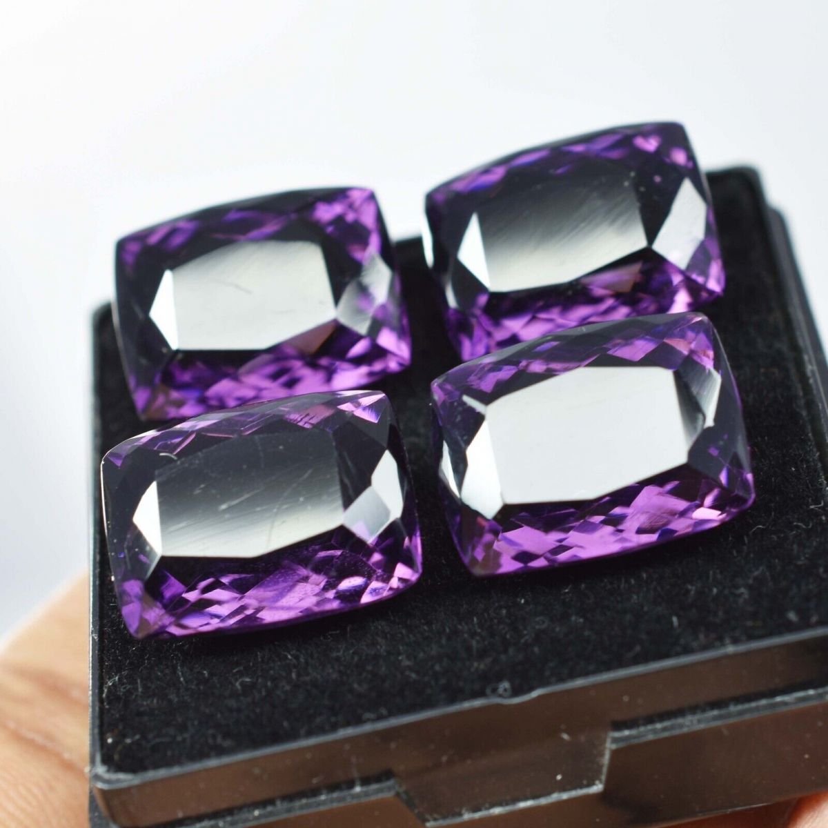 33.20 Ct Natural CERTIFIED Amethyst Purple Cushion Cut 4 Pcs Loose Gemstone Lot