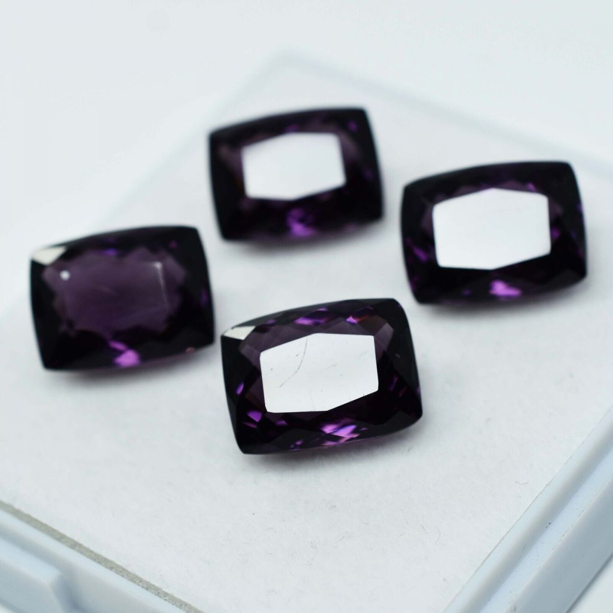 33.20 Ct Natural CERTIFIED Amethyst Purple Cushion Cut 4 Pcs Loose Gemstone Lot