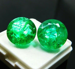 14 Ct Rare Natural Round Cut CERTIFIED Loose Gemstone Colombian Green Emerald