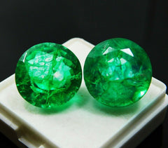 14 Ct Rare Natural Round Cut CERTIFIED Loose Gemstone Colombian Green Emerald