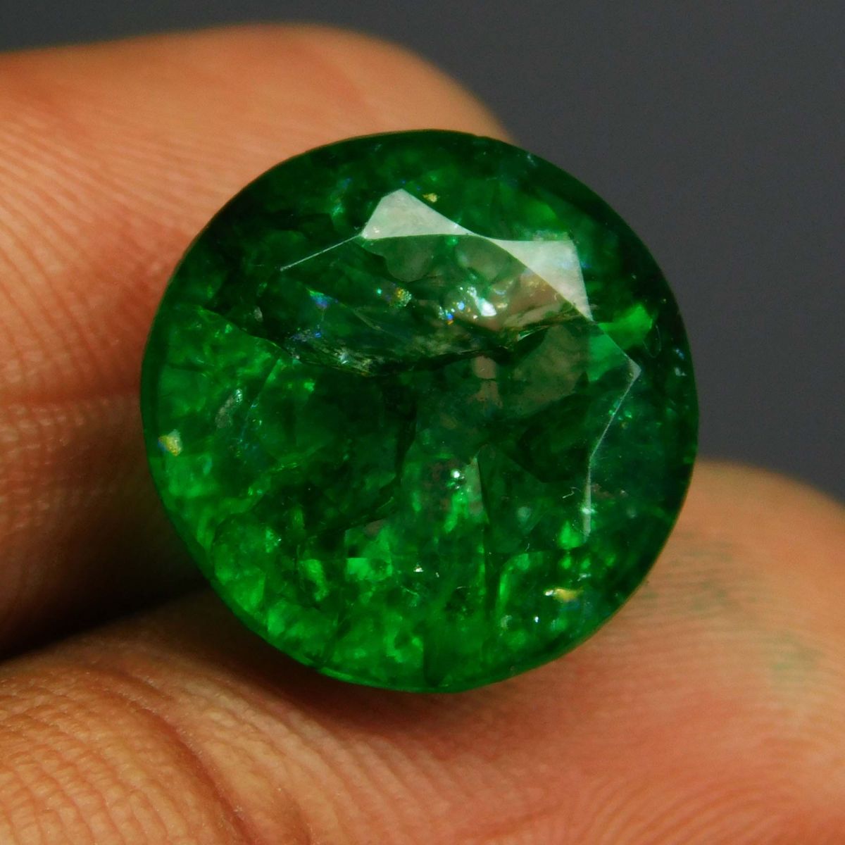 7 Ct Natural Certified Emerald Round Shape Green Colombian Loose Gemstone