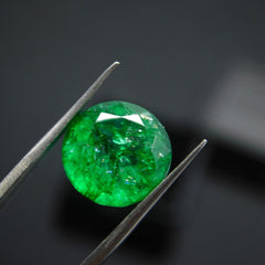 7 Ct Natural Certified Emerald Round Shape Green Colombian Loose Gemstone