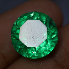 10.70 Carat Round Cut Natural Green Emerald Loose Gemstone CERTIFIED