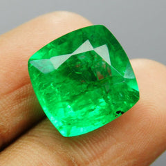 6.00 Ct Natural GREEN Emerald SQUARE Cushion Cut CERTIFIED Loose Gemstone