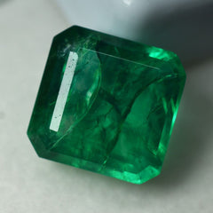 9.52 Carat Natural GREEN EMERALD Square Shape Loose Gemstone CERTIFIED