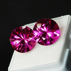 20 Carat Pink Rubellite Natural Tourmaline CERTIFIED Gemstone Pair Round Cut