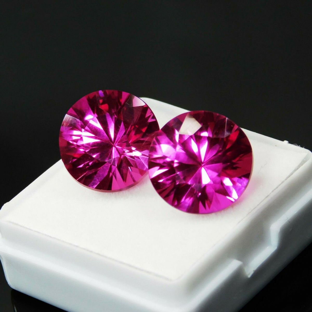 20 Carat Pink Rubellite Natural Tourmaline CERTIFIED Gemstone Pair Round Cut