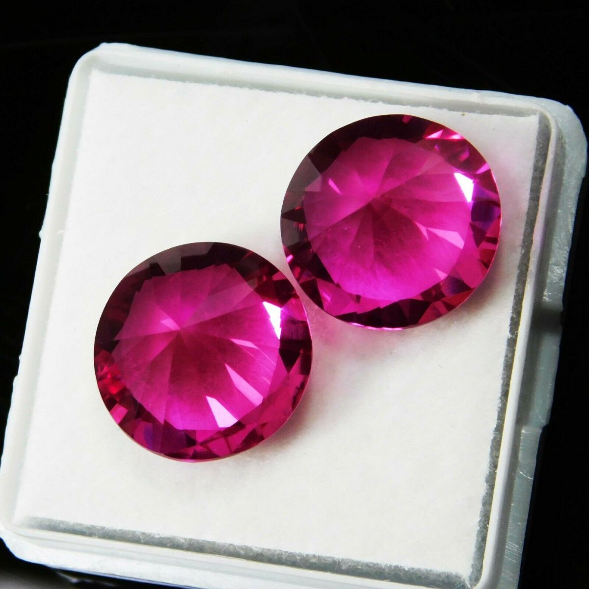 20 Carat Pink Rubellite Natural Tourmaline CERTIFIED Gemstone Pair Round Cut