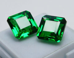 20 Ct Natural Tourmaline Green Square Shape Certifeid Loose Gemstones Pair