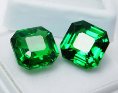 20 Ct Natural Tourmaline Green Square Shape Certifeid Loose Gemstones Pair