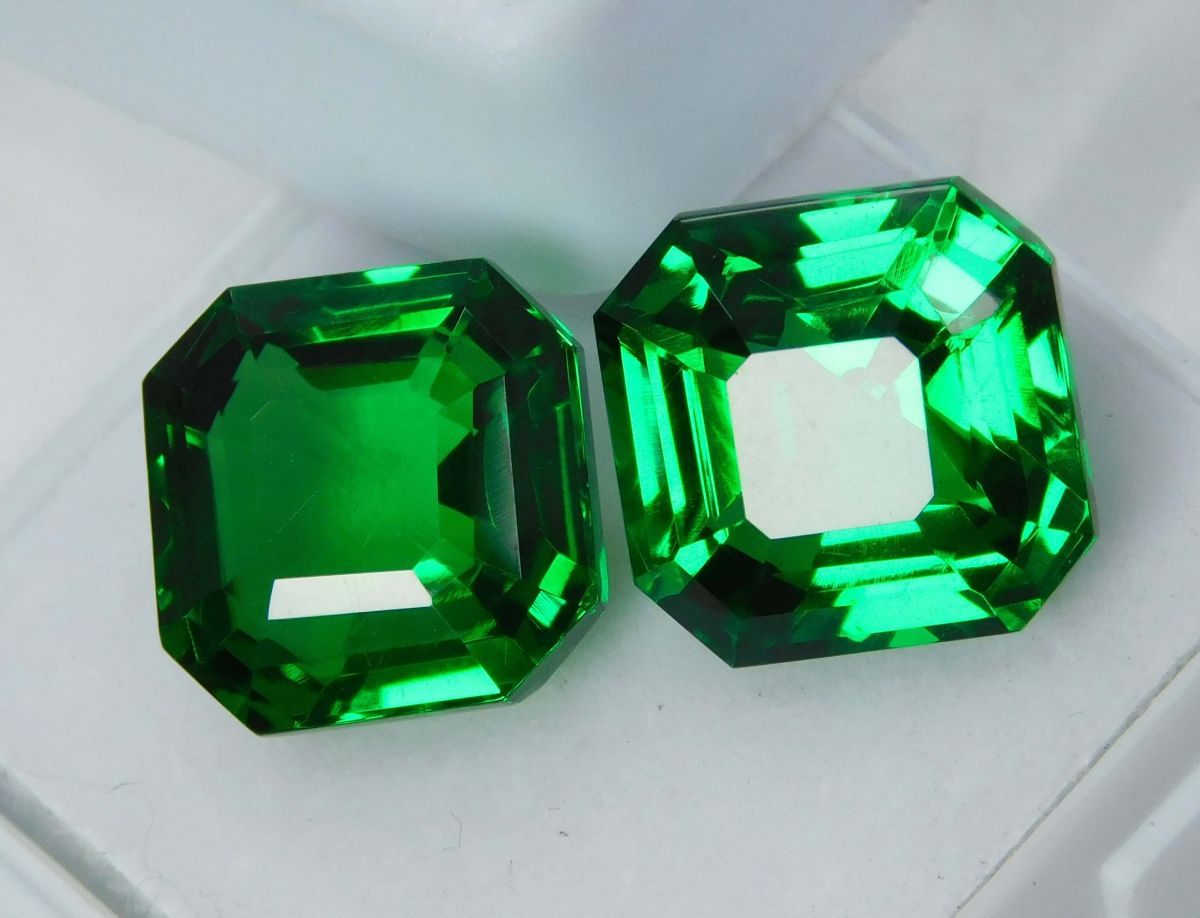 20 Ct Natural Tourmaline Green Square Shape Certifeid Loose Gemstones Pair