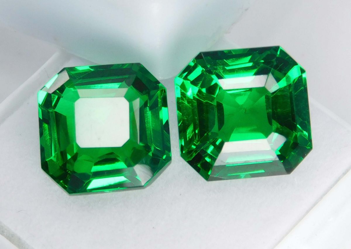 20 Ct Natural Tourmaline Green Square Shape Certifeid Loose Gemstones Pair