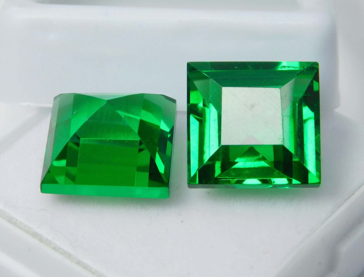 Natural Tourmaline Green Square Shape 20 Ct Certifeid Loose Gemstones Pair