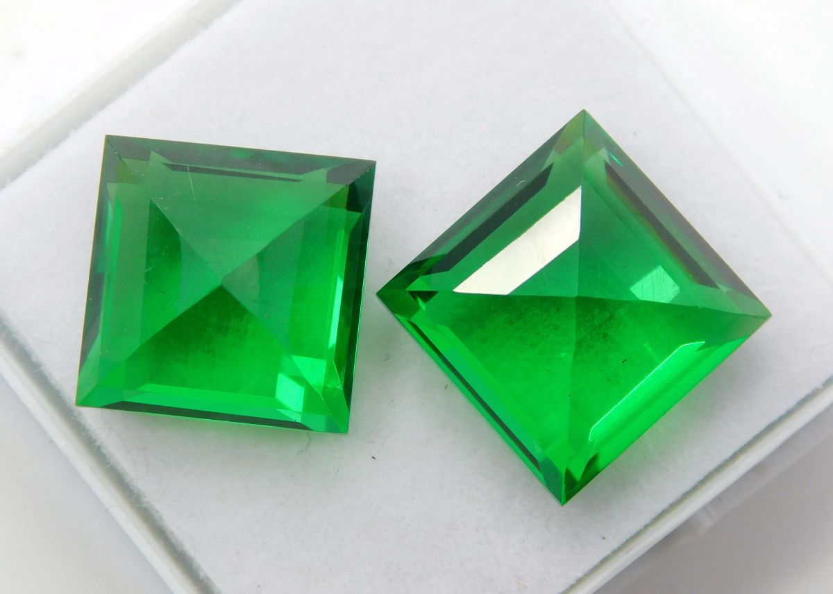 Natural Tourmaline Green Square Shape 20 Ct Certifeid Loose Gemstones Pair