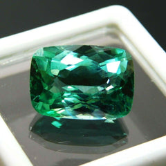 8 Ct Natural Loose Gemstone Tourmaline CERTIFIED Bluish Green Cushion Ring Size