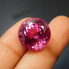 Stunning 23.70 Ct CERTIFIED Natural Pink Tourmaline Round Cut Loose Gemstone