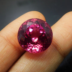 20.45 Ct CERTIFIED Natural Pink Tourmaline Round Cut Loose Gemstone Ring Size