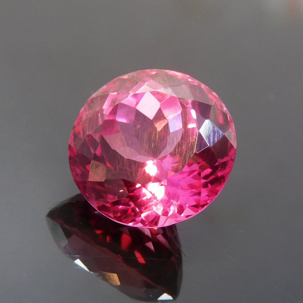 20.45 Ct CERTIFIED Natural Pink Tourmaline Round Cut Loose Gemstone Ring Size